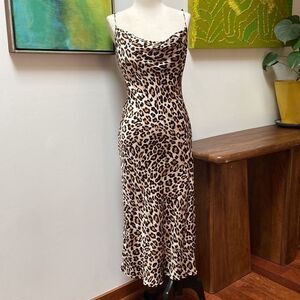 Zara Animal Print Leopard Midi Dress Size S